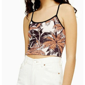 NEW TopShop Women’s Size 12 Palm Print Ribbed Cami Tank